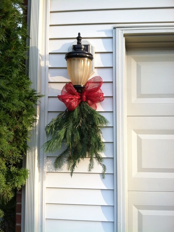 Decorating Garage Door Lantern for christmas