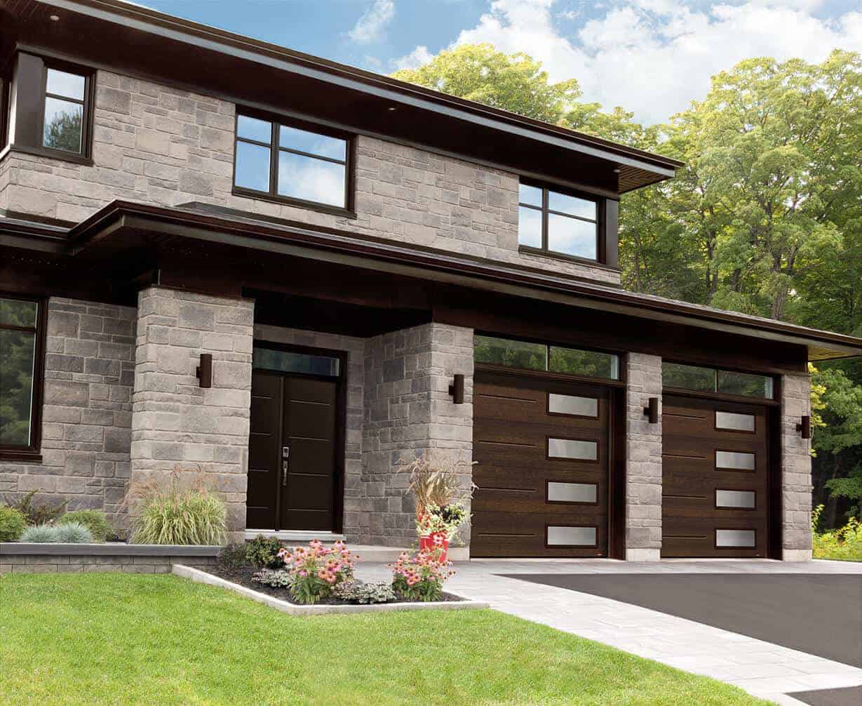 Garage Door Modern Wood Look With Windows